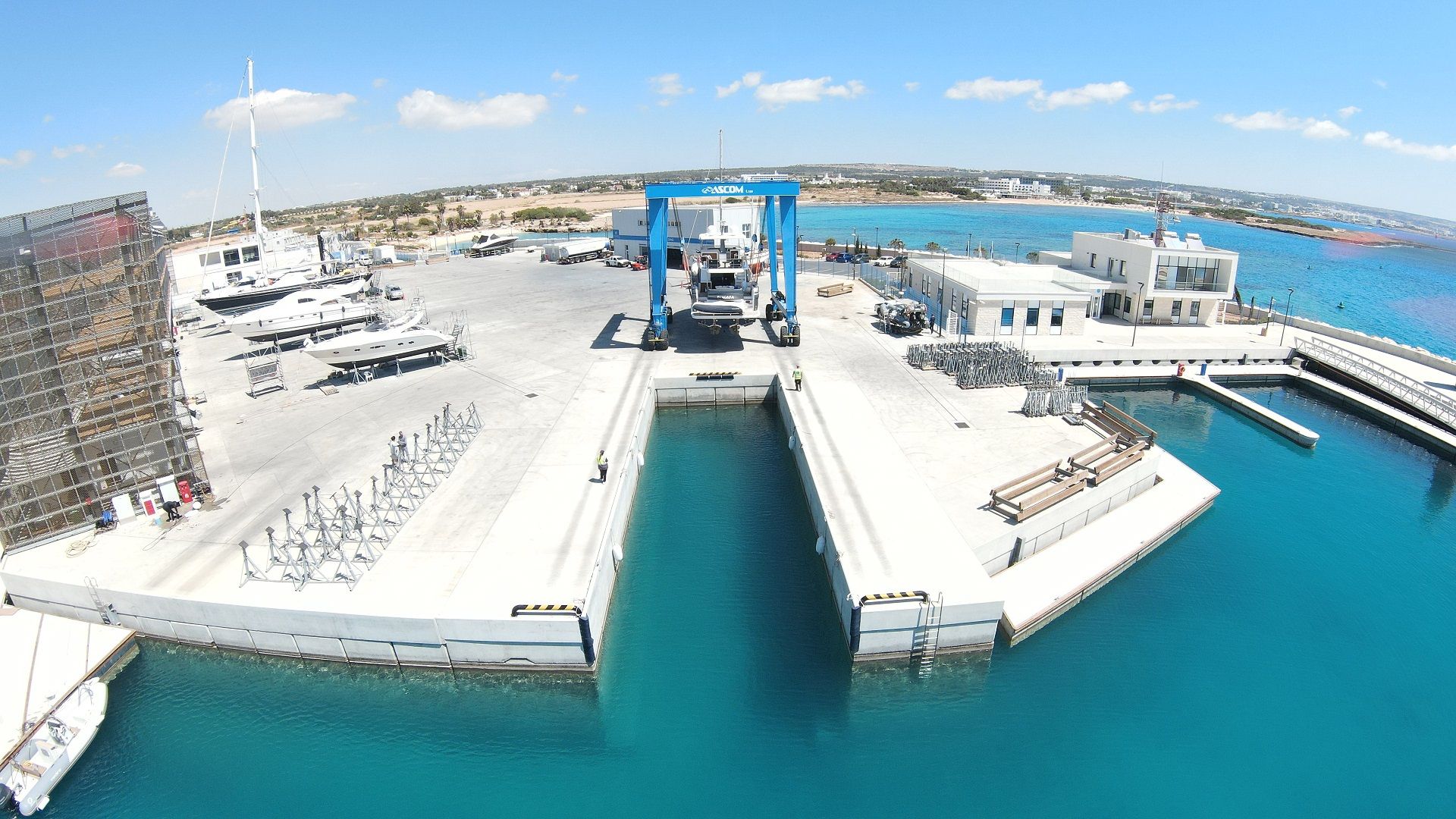 Ayia Napa Marina - Boatyard Travel Hoist Crane