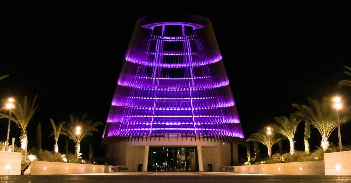 The impressive Event Center at Ayia Napa Marina by night